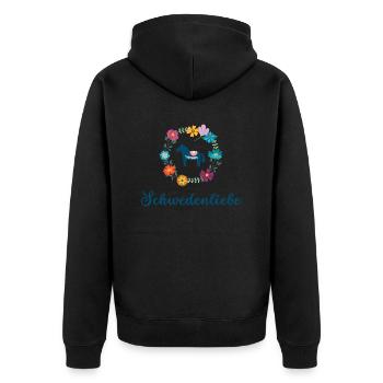Schwedenliebe - Unisex Premium Bio Zip Hoodie - Schwarz - Hinten - Nico (187cm)