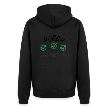Gym Kreuzheben Workout Liebe - mein Fitness-Hobby - Unisex Premium Bio Zip Hoodie - Schwarz - Hinten - Nico (187cm)