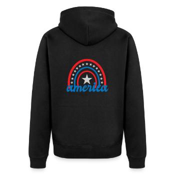 america - Unisex Premium Organic Zip Hoodie - black - Back - Nico (187cm)