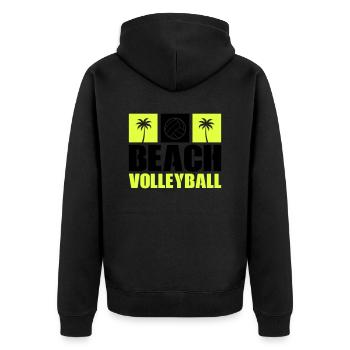 Beachvolleyball - Unisex Premium Bio Zip Hoodie - Schwarz - Hinten - Nico (187cm)
