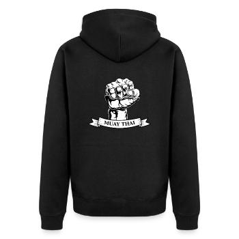 Muay Thai - Unisex Premium Organic Zip Hoodie - black - Back - Nico (187cm)