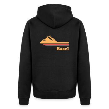 Basel Stadt Schweiz Geschenkidee - Unisex Premium Bio Zip Hoodie - Schwarz - Hinten - Nico (187cm)