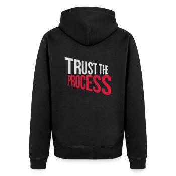 trust the process Quote - Unisex Premium Organic Zip Hoodie - black - Back - Nico (187cm)