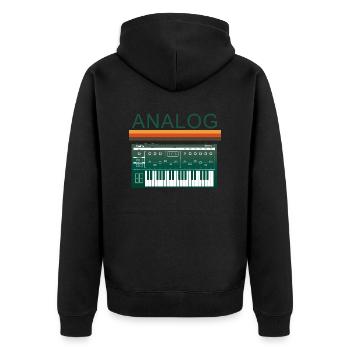 Analog Synth Retro Synthesizer Music Producer - Unisex Premium Organic Zip Hoodie - black - Back - Nico (187cm)