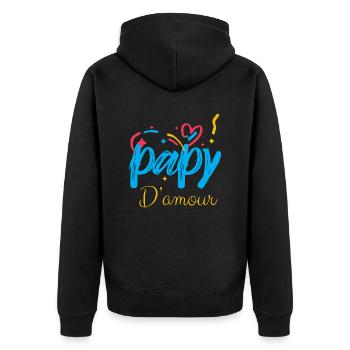 Mon Papy D'Amour Je Peux Compter Sur Lui - Veste à capuche bio Premium Unisexe - noir - Dos - Nico (187cm)