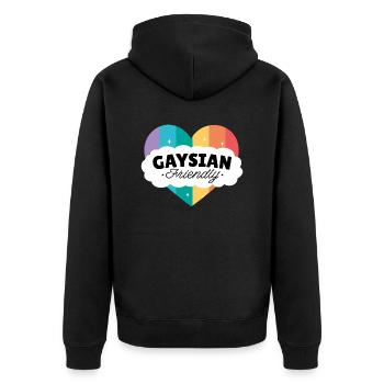Schwul Lesbisch LGBTQ Stolz Gaysian I Geschenk - Unisex Premium Bio Zip Hoodie - Schwarz - Hinten - Nico (187cm)