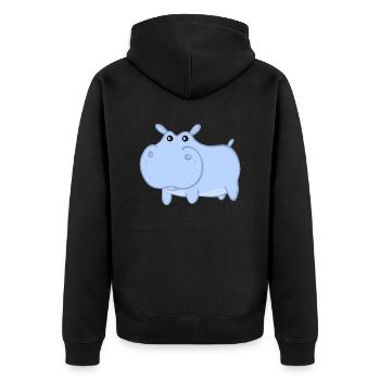 Henry das blaue Nilpferd - Unisex Premium Bio Zip Hoodie - Schwarz - Hinten - Nico (187cm)
