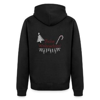 Frohe Weihnachten! - Unisex Premium Bio Zip Hoodie - Schwarz - Hinten - Nico (187cm)