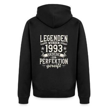 Legenden wurden im Jahrgang 1993 geboren - Unisex Premium Bio Zip Hoodie - Schwarz - Hinten - Nico (187cm)