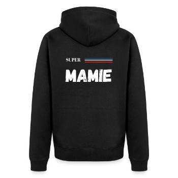 super mamie - t-shirt assorti - Veste à capuche bio Premium Unisexe - noir - Dos - Nico (187cm)