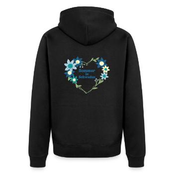 Sommer in Schweden - Unisex Premium Bio Zip Hoodie - Schwarz - Hinten - Nico (187cm)