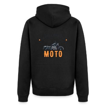 Je peux pas j'ai moto - Veste à capuche bio Premium Unisexe - noir - Dos - Nico (187cm)