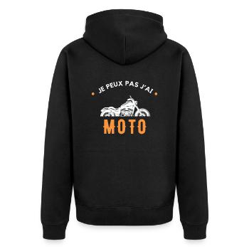 Je peux pas j'ai moto - Veste à capuche bio Premium Unisexe - noir - Dos - Nico (187cm)