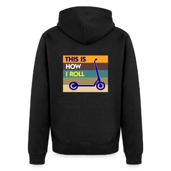 E-Scooter Roller Scooter - Unisex Premium Bio Zip Hoodie - Schwarz - Hinten - Nico (187cm)