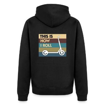 E-Scooter Roller Scooter - Unisex Premium Bio Zip Hoodie - Schwarz - Hinten - Nico (187cm)