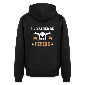 Drone Pilot Drohnen Racing FPV Drohne - Unisex Premium Bio Zip Hoodie - Schwarz - Hinten - Nico (187cm)
