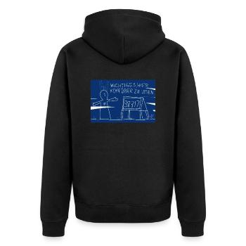 LIEBE. Kopfüber gelesen. - Unisex Premium Bio Zip Hoodie - Schwarz - Hinten - Nico (187cm)