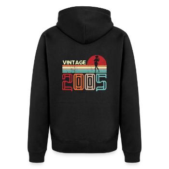 Vintage 2005 Birthday retro sunset design - Unisex Premium Organic Zip Hoodie - black - Back - Nico (187cm)