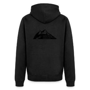 Survival-Ready #Überlebenskünstler - Unisex Premium Bio Zip Hoodie - Schwarz - Hinten - Nico (187cm)