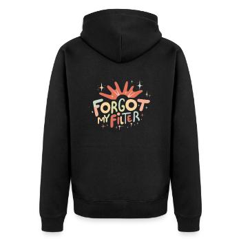 Filter vergessen - Unisex Premium Bio Zip Hoodie - Schwarz - Hinten - Nico (187cm)