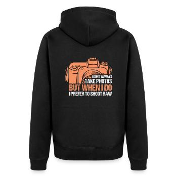 I Don't Always Take Photos Photography Camera - Unisex Premium Bio Zip Hoodie - Schwarz - Hinten - Nico (187cm)