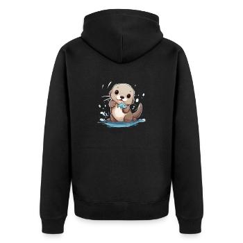 Mignon bébé loutre - Veste à capuche bio Premium Unisexe - noir - Dos - Nico (187cm)