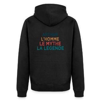 Arthur la légende - Veste à capuche bio Premium Unisexe - noir - Dos - Nico (187cm)