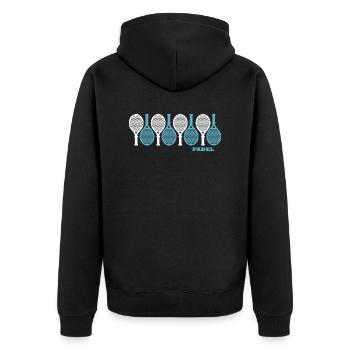 Padel PADELTENNIS Padelspieler Padeltennis-sport - Unisex Premium Bio Zip Hoodie - Schwarz - Hinten - Nico (187cm)