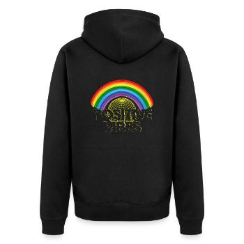 Stay Positive Street Art Urban Spray Vintage Retro - Unisex Premium Bio Zip Hoodie - Schwarz - Hinten - Nico (187cm)