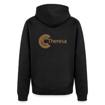 Für Theresa - Unisex Premium Bio Zip Hoodie - Schwarz - Hinten - Nico (187cm)