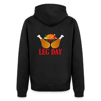It ́s Leg Day Thanksgiving - Unisex Premium Organic Zip Hoodie - black - Back - Nico (187cm)