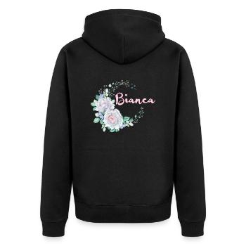 Für Bianca - Unisex Premium Bio Zip Hoodie - Schwarz - Hinten - Nico (187cm)