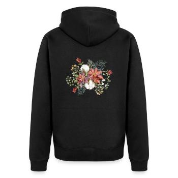Mistelzweig und Weihnachtsstern - Unisex Premium Bio Zip Hoodie - Schwarz - Hinten - Nico (187cm)