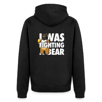 Hilarious Broken Arm Design. I Was Fighting A Bear - Unisex Premium Organic Zip Hoodie - black - Back - Nico (187cm)