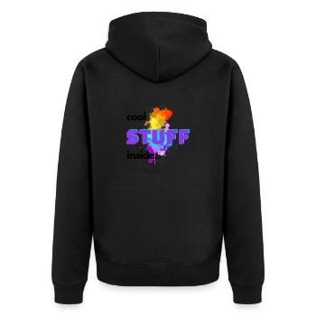 Cool stuff inside - Unisex Premium Bio Zip Hoodie - Schwarz - Hinten - Nico (187cm)