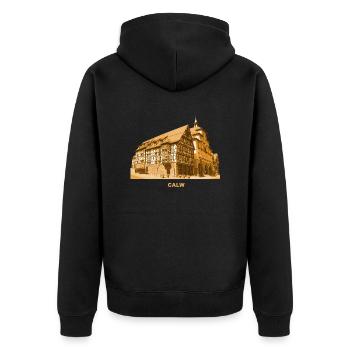 Calw Rathaus Schwarzwald Baden-Württemberg - Unisex Premium Bio Zip Hoodie - Schwarz - Hinten - Nico (187cm)