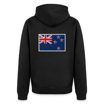 New Zealand Aotearoa Kiwi 24 - Unisex Premium Organic Zip Hoodie - black - Back - Nico (187cm)