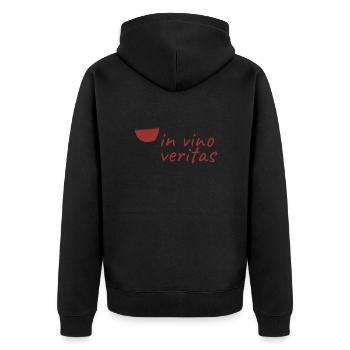 Wine enjoyment "In Vino Veritas" - Unisex Premium Organic Zip Hoodie - black - Back - Nico (187cm)
