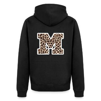 lettre M motif léopard -idée cadeau d’anniversaire - Veste à capuche bio Premium Unisexe - noir - Dos - Nico (187cm)