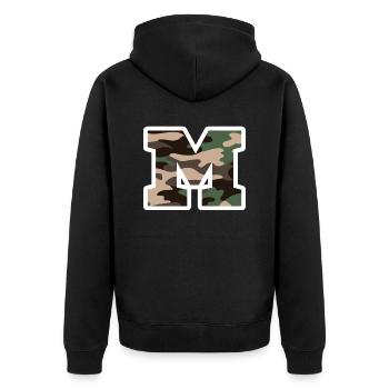 lettre M camouflage militaire-idée cadeau - Veste à capuche bio Premium Unisexe - noir - Dos - Nico (187cm)