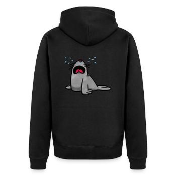 Howling seal - Unisex Premium Organic Zip Hoodie - black - Back - Nico (187cm)