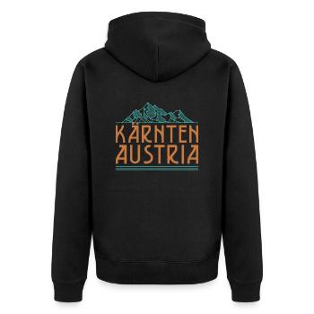 Carinthia Austria Flag Coat of Arms Mountains - Unisex Premium Organic Zip Hoodie - black - Back - Nico (187cm)