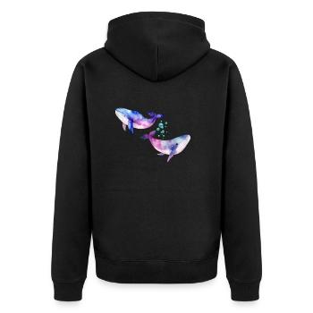 Deux baleines/cétacés arc-en-ciel - Veste à capuche bio Premium Unisexe - noir - Dos - Nico (187cm)