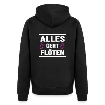 Flute Music Clarinet "Everything Goes Flutes" - Unisex Premium Organic Zip Hoodie - black - Back - Nico (187cm)