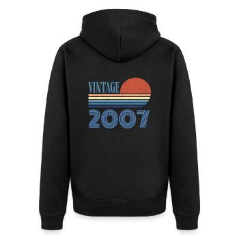 Jahrgang 2007 - Unisex Premium Bio Zip Hoodie - Schwarz - Hinten - Nico (187cm)
