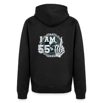 I'm 55 plus 1 middle finger Skull funny 56th - Unisex Premium Organic Zip Hoodie - black - Back - Nico (187cm)