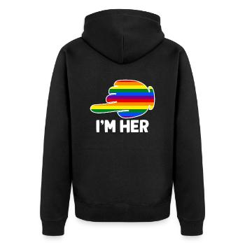 I'm Hers Rainbow Lesbian Couple Funny LGBT Pride - Unisex Premium Organic Zip Hoodie - black - Back - Nico (187cm)