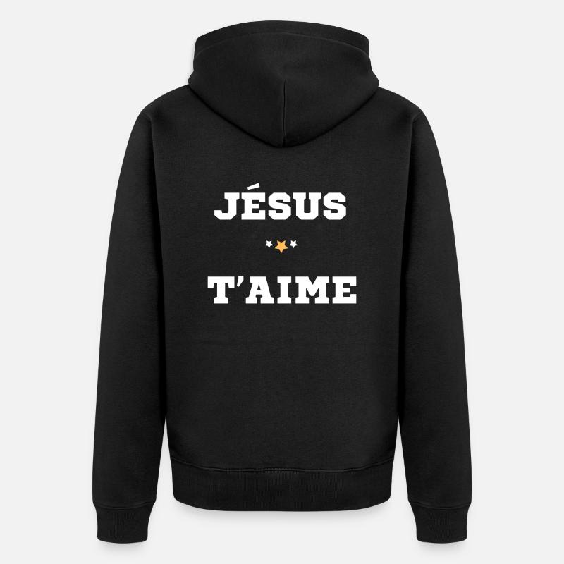 JÉSUS CHRIST T'AIME - Veste à capuche bio Premium Unisexe - noir