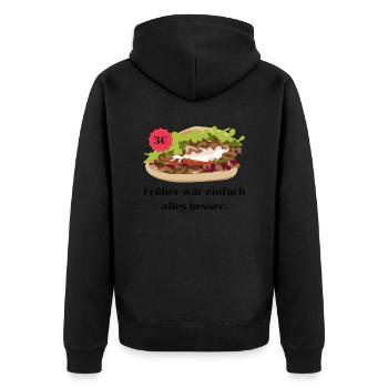 Früher war einfach alles besser - Dönerpreise - Unisex Premium Bio Zip Hoodie - Schwarz - Hinten - Nico (187cm)