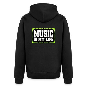Music Is My Life Musik Ist Mein Leben Liebe Spruch - Unisex Premium Organic Zip Hoodie - black - Back - Nico (187cm)